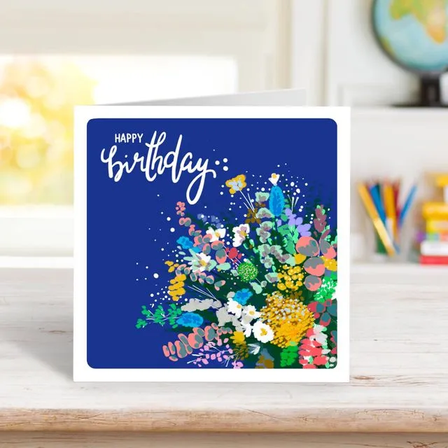 Happy Birthday Floral Greetings Card