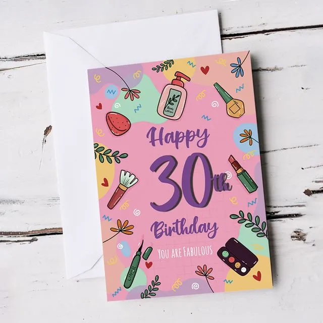For Her 30 Years Birthday Makeup Milestone 30th Birthday Card
