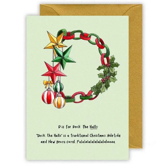 D is for Deck the Halls Christmas Card