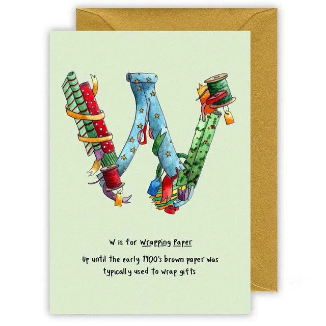W is for Wrapping Paper Christmas Card