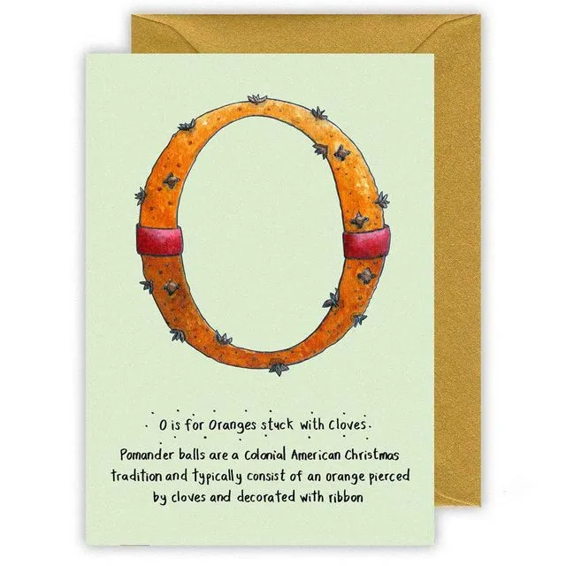 O is for Oranges Stuck with Cloves Christmas Card