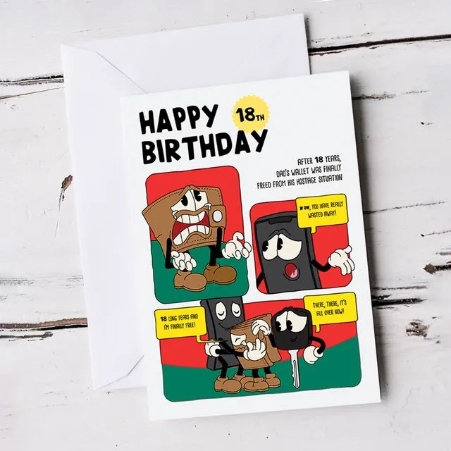 For Him or Her Funny Humour Comic Strip 18th Birthday Card