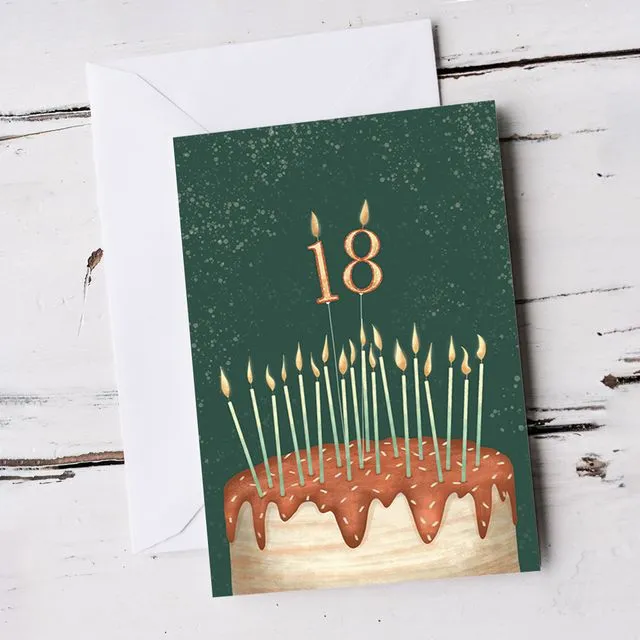 For Him or Her 18 Years Birthday Cake Milestone 18th Birthday Card