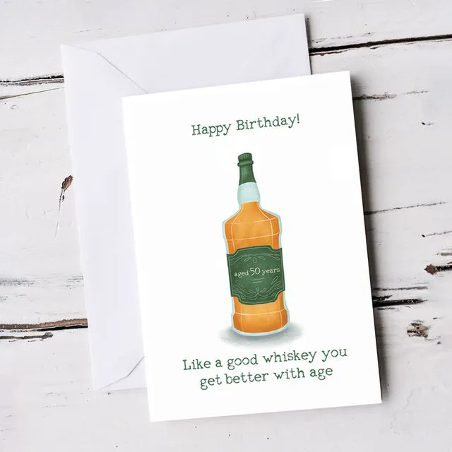 For Him 50th Whiskey Birthday Card
