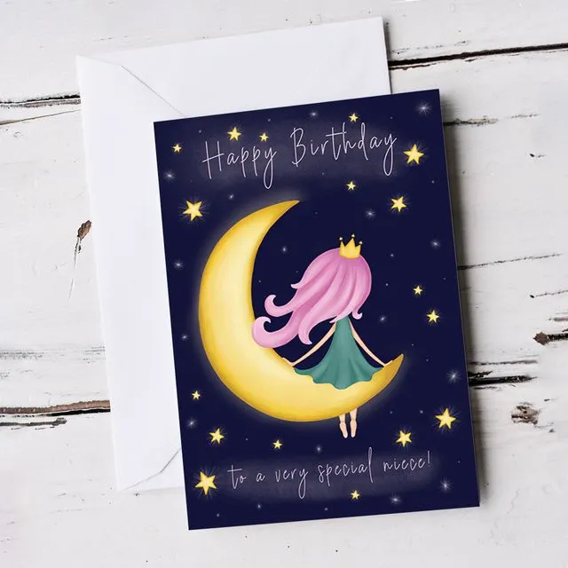 For Niece Cute Night Sky Birthday Card