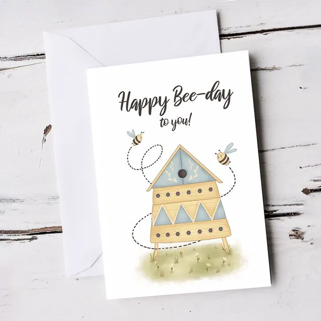 For Him or Her Cute Bee Hive Pun Birthday Card