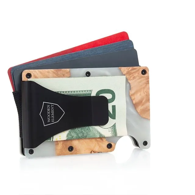 Wood & Resin Smart Wallet - Pearl White