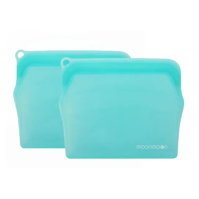 Reusable Silicone Food Bags - 2 Pack Medium Turquoise