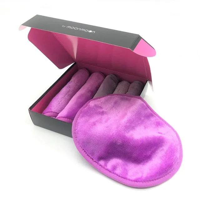 Mini Reusable Makeup Remover Cloths | Makeup Eraser Pads - 6 Pack (Grey/Purple)