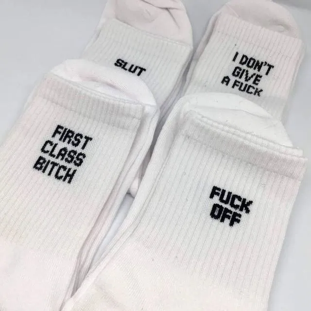Swear Word White Cotton Socks