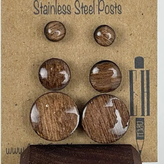 3 Pack Bundle - Dark Oak - Handmade Wooden Earrings