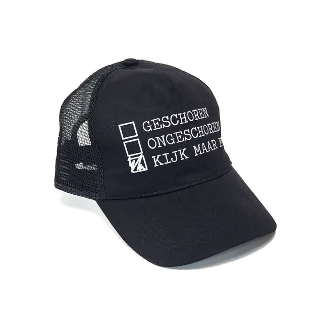 Black baseball caps with funny text print and velcro back