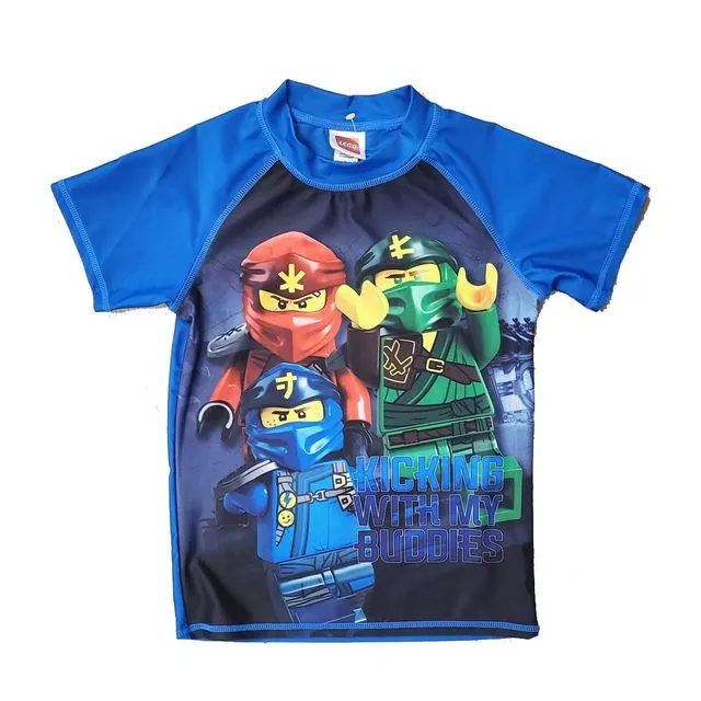 Blue Lego Ninjago UV swim shirts for kids