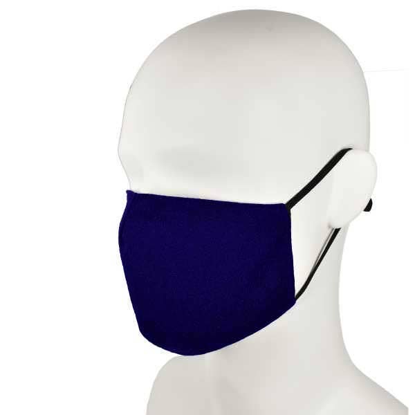 Blue polyester cotton face masks with adjustable straps