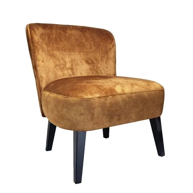 Cognac velvet PTMD Nikki low armchairs 64x67x74cm