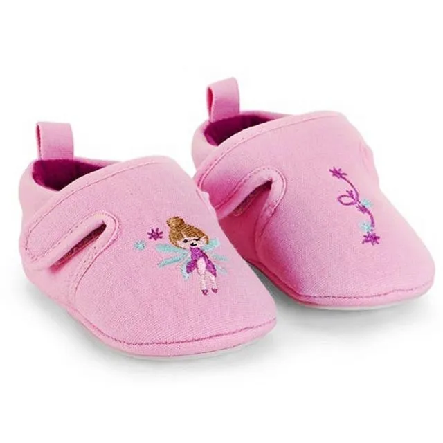 Pink Sterntaler baby crawling shoes with embroidery