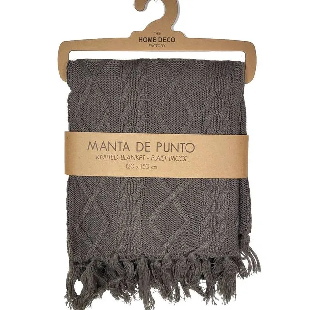 Taupe knitted The Home Deco Factory blankets/tricot plaids