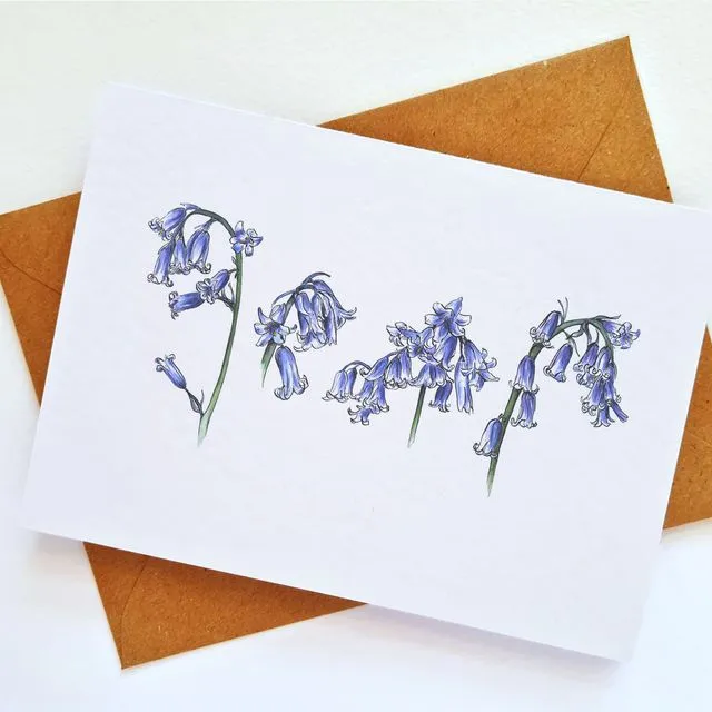 Bluebells Handmade & Hand Drawn Greeting Card