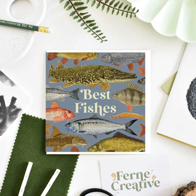 Best Wishes Fish illustrated Card