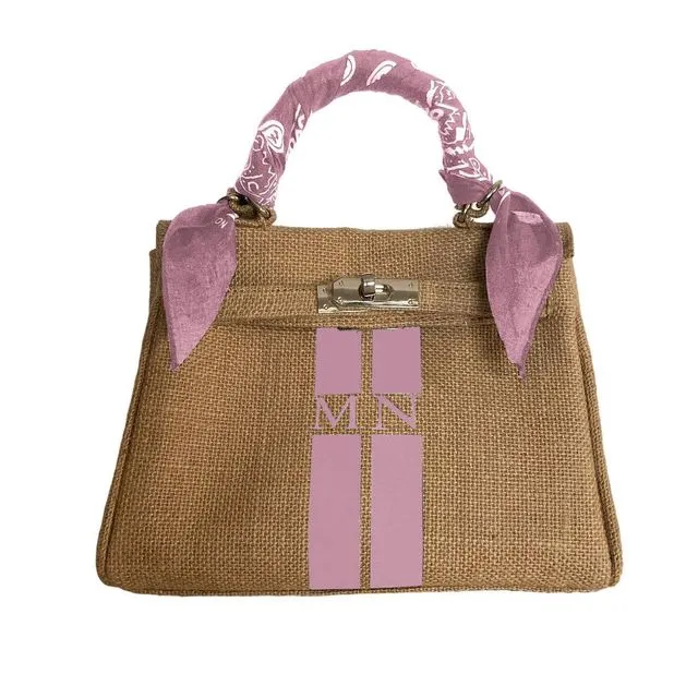 Tie and Dye Jute Kelly Bag with Shoulder Strap