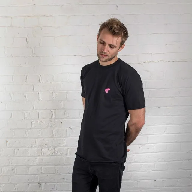 Unisex cotton t-shirt - original----pink-on-black