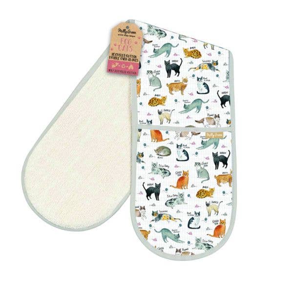 Curious Cats Double Oven Gloves - 100% Recycled Cotton