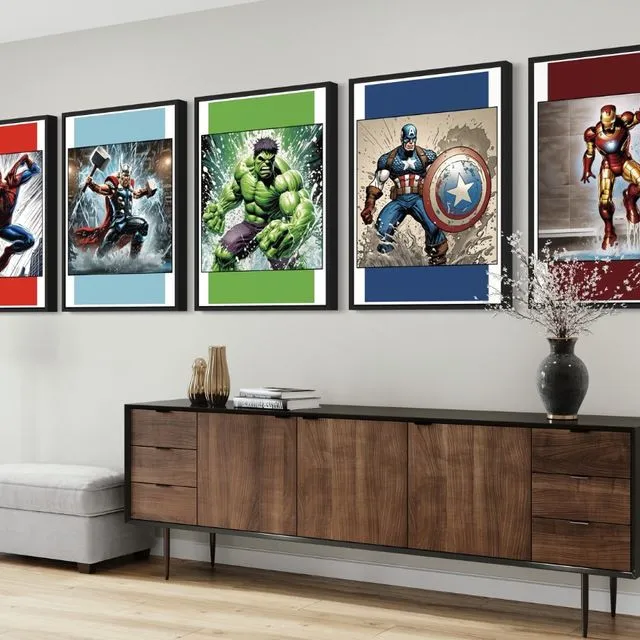 Set of 5 Superhero Prints