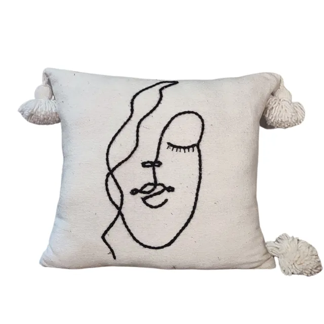 Berber Line Art Wool Pillow - 45x45cm Feels