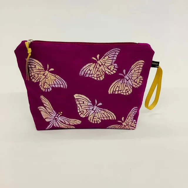 Linen Makeup Bag Butterflies and Dragonflies | Linen Cosmetic Bag Butterflies and Dragonflies