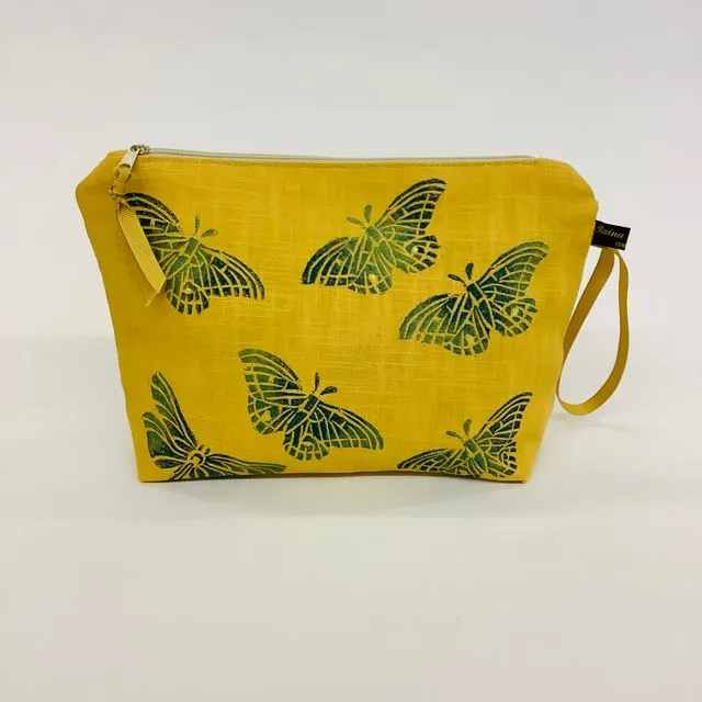 Linen Makeup Bag Butterflies and Dragonflies | Linen Cosmetic Bag Butterflies and Dragonflies