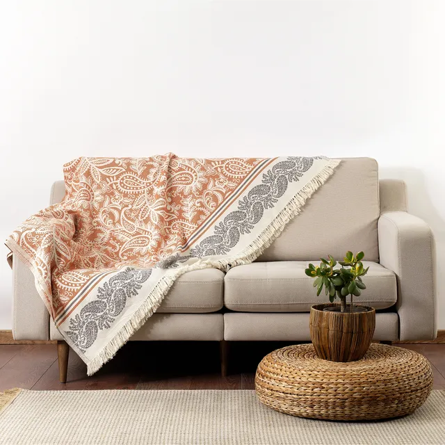 Dolce Double-Layered Paisley Cotton Throw