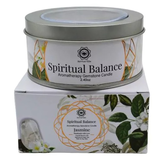 Green Tree Gemstone Candle Spiritual Balance Jasmine 70g