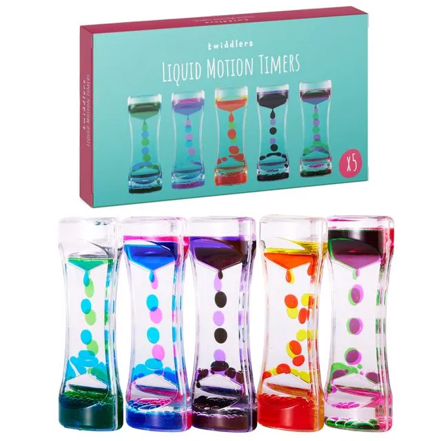 5 sensory liquid hourglass toys