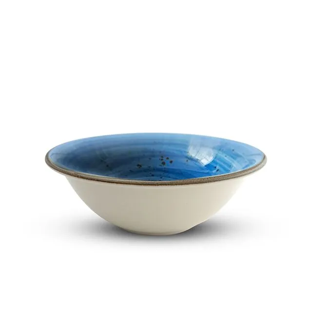 Ø 14 cm Handmade Porcelain Cereal Bowl, Marine Blue Colour, Pebble Style | Bascuda