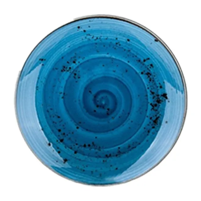 Ø 19 cm Handmade Porcelain Pasta Bowl, Marine Blue Colour, Pebble Style | Bascuda