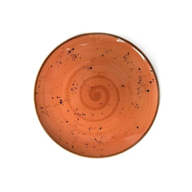 Handmade Porcelain Serving Plate & Platter - Orange Brown Pebble Series, Ø 24 cm