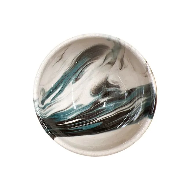 Handmade Ceramic Bowl Ø 8 cm - Vibrant Mocha Series Teal Blue Color