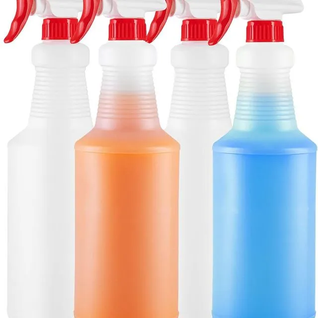 Zulay Home Plastic Spray Bottles Adjustable Nozzle 4 Pack