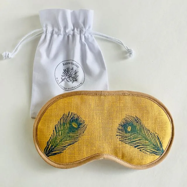 Lavender Infused Eye Mask with Peacock Feathers motif