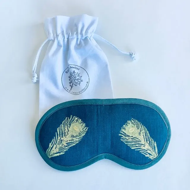 Lavender Infused Eye Mask with Peacock Feathers motif
