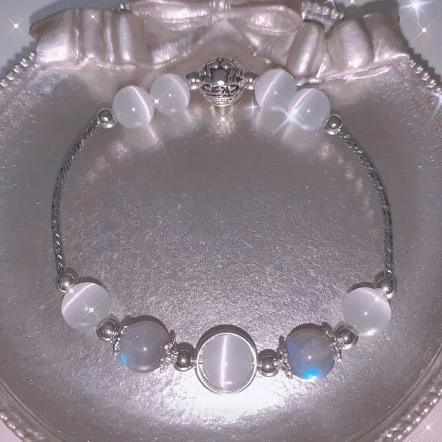 Y2K Style Cat's Eye Moonstone Crystal Fortune Animal Design Chain Gift Good Luck Bracelet Amulet Meditation Jewelry