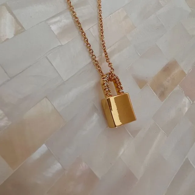 18k Gold Plated Padlock Necklace