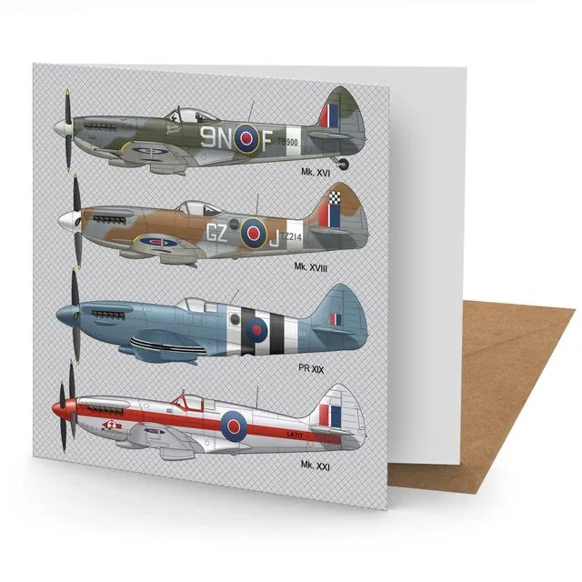 Spitfire Greetings Card (150x150 blank)