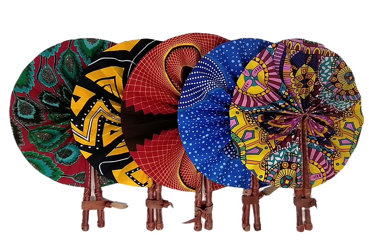 Foldable African 5 Piece Fan Set