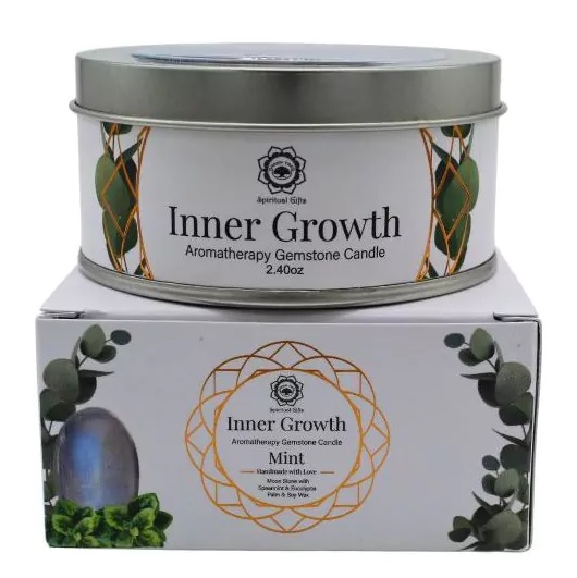 Green Tree Gemstone Candle Inner Growth Mint 70g