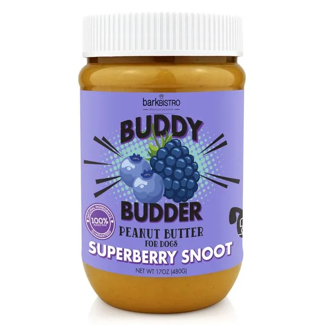 Dog Peanut Butter, Superberry Snoot BUDDY BUDDER, 100% all natural dog peanut butter treats