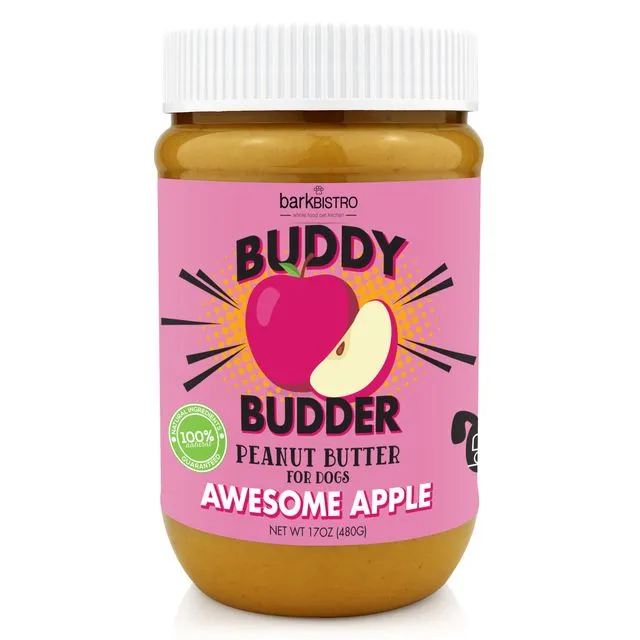 Dog Peanut Butter, Awesome Apple BUDDY BUDDER, 100% all natural peanut butter treats