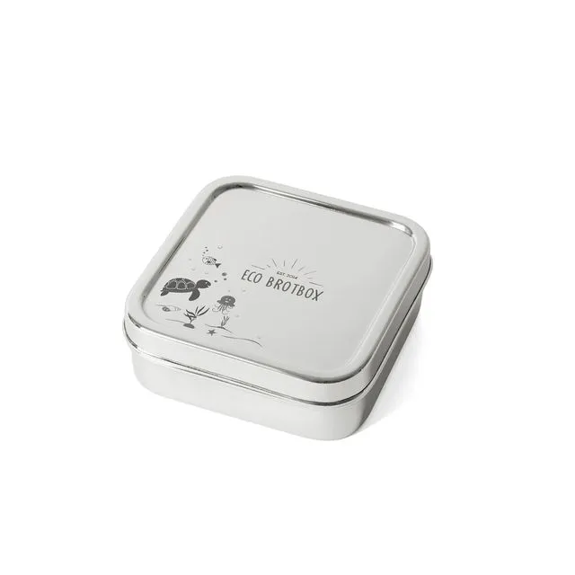 Brotbox Classic Turtle Edition - Square stainless steel container with engraving (0.5L)