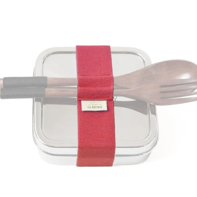 Elastic band with openings for cutlery (L) Pink - Elastic band made of natural rubber and cotton, with cutlery holder