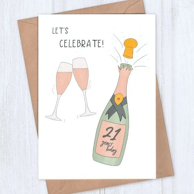 Champagne Celebrate 21st Birthday Card